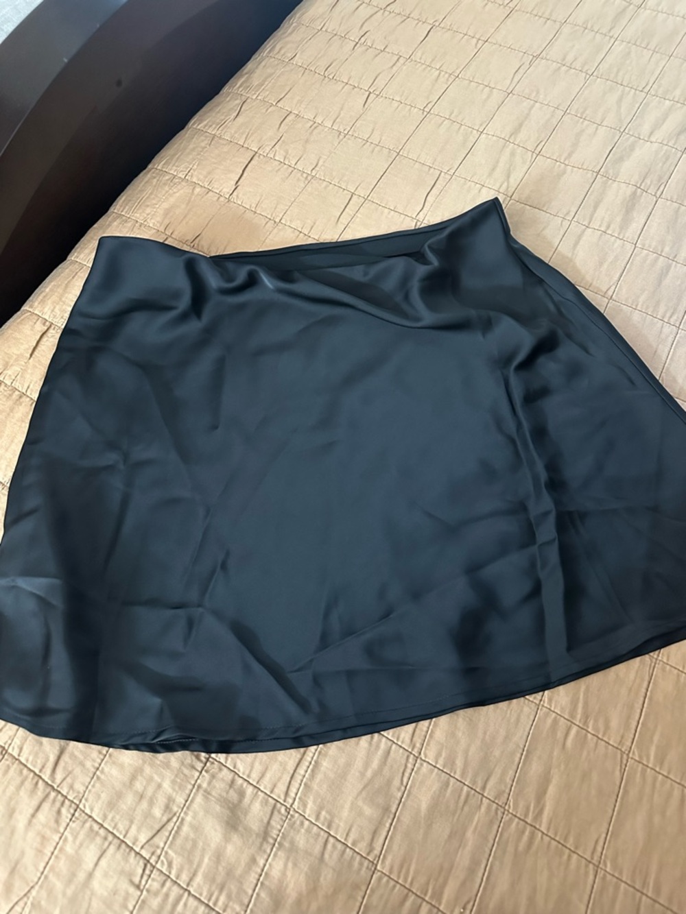 Sleek Black Satin A-Line Mini Skirt